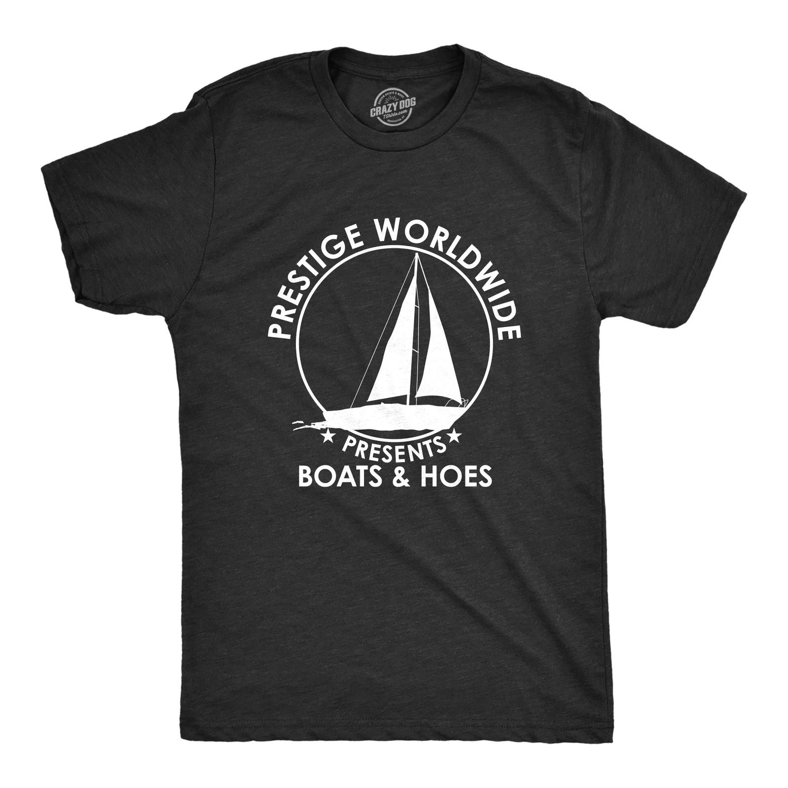 Mens Prestige Worldwide T shirt Funny Cool Boats and Hoes Graphic Humor Tee S