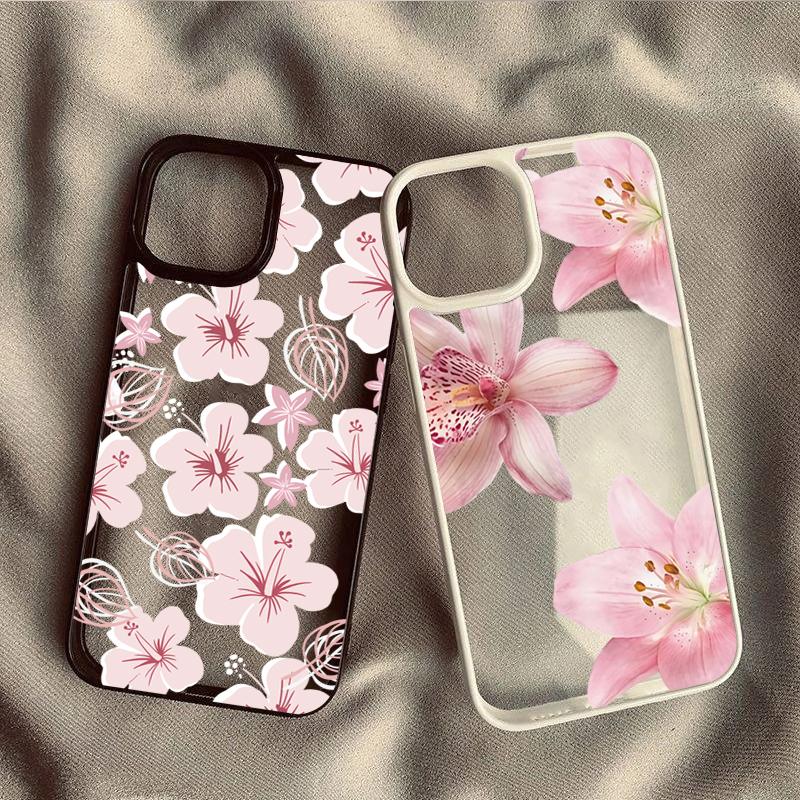 Custodia per Telefono Stile Fresco con Stampa Floreale Rosa per Serie iPhone 17 16 15 14 13 12 11 Pro Max Plus Protezione a Doppio Strato