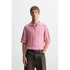 Mens Loose Knit Polo Shirt Cotton Plaid Jacquard Hip Hop Style Comfortable Casual Age-Reducing