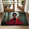 Crystal Velvet Square Rug Custom NameThe Weeknd Pattern Non Slip Home Floor Decor Rug