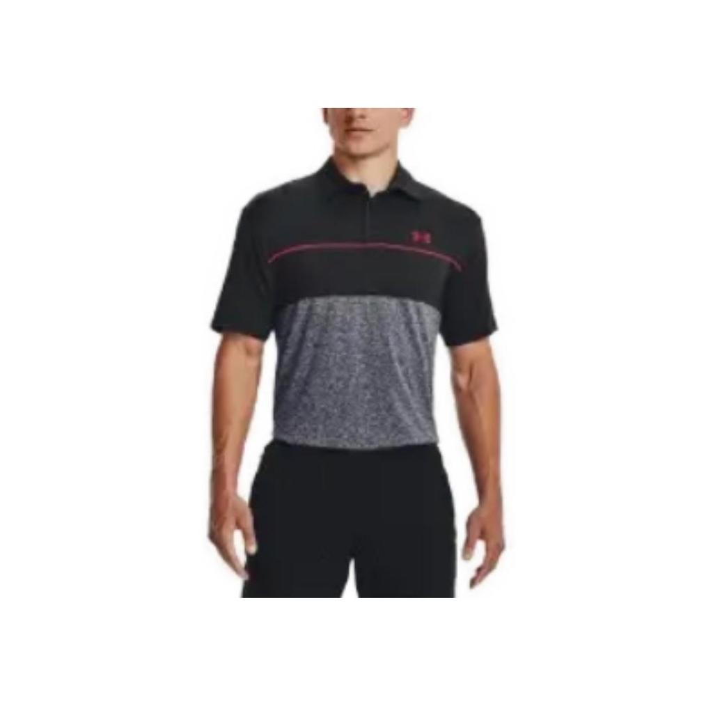 Under Armour Color Block Logo Print Golf Short Sleeve Polo Shirt Men Polo Shirts Black 1327037-049