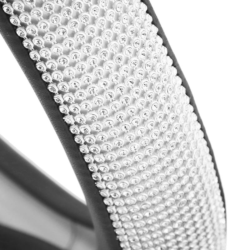 Crystal Rhinestone Car Leather Steering Wheel Covers Cap Steering-Wheel Cover Auto Car Interior