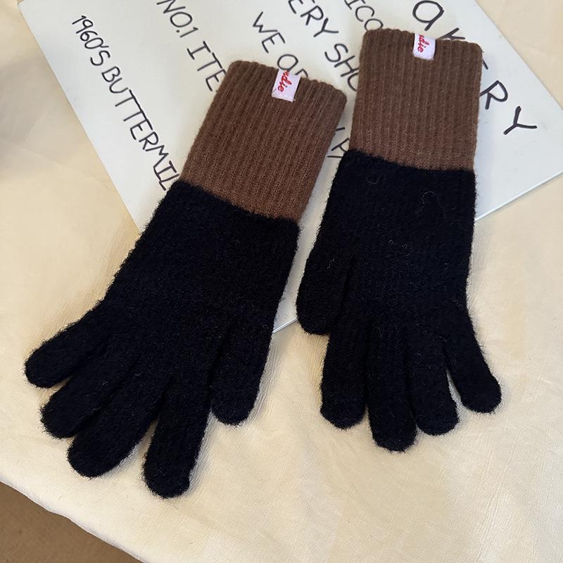 Luochi Knitting Dopamine Color Woolen Gloves: Women's Winter Knitted Touchscreen Cycling Gloves for Cold Protection