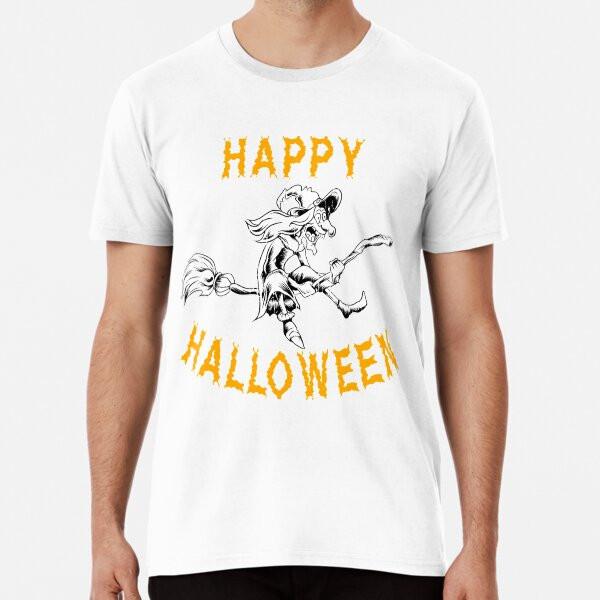 Witch on Broom Halloween Holiday T shirt T-Shirt S-5XL Best T-Shirt