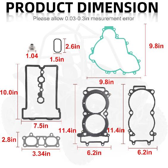 Engine Cylinder Head Gasket Seal Kit Set For Polaris Ranger RZR General ACE 900 1000 RS1 Turbo 2013-2024