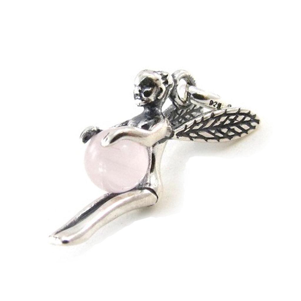 Les Trésors De Lily [I9909] - Sølv anheng 'Tinkerbell' sølv rosekvarts - 15x20 mm