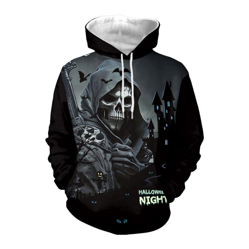 Halloween costume new digital printing dark couple casual sweater