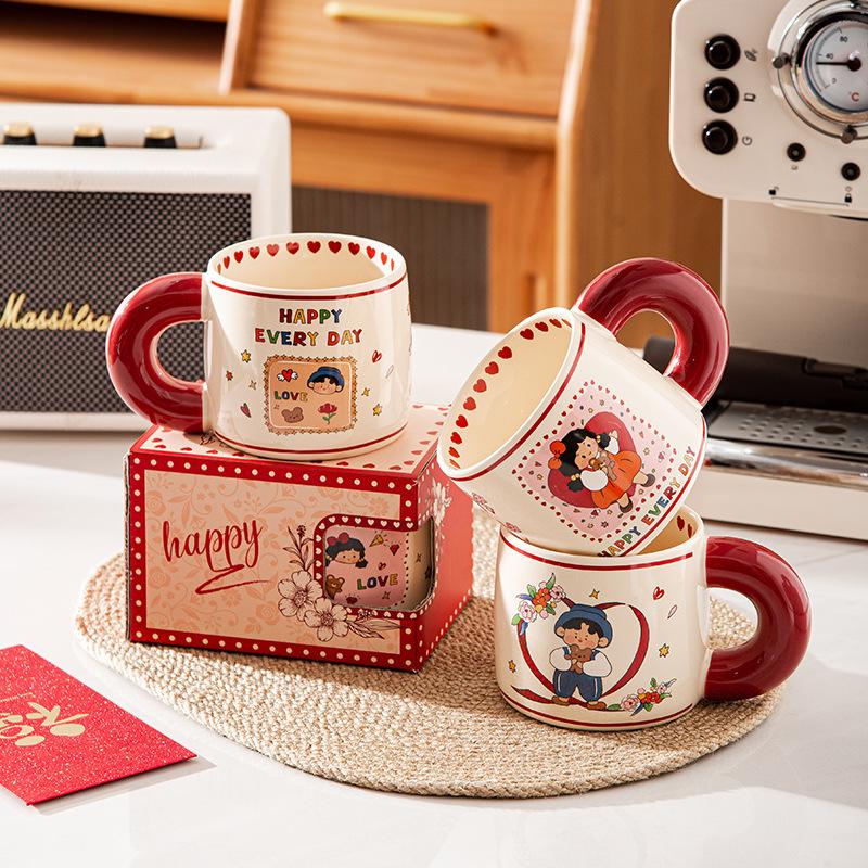 Cute Mug Creative Couple Gift Ceramic Mug Girls Home Office Coffee Wedding Socks Gift