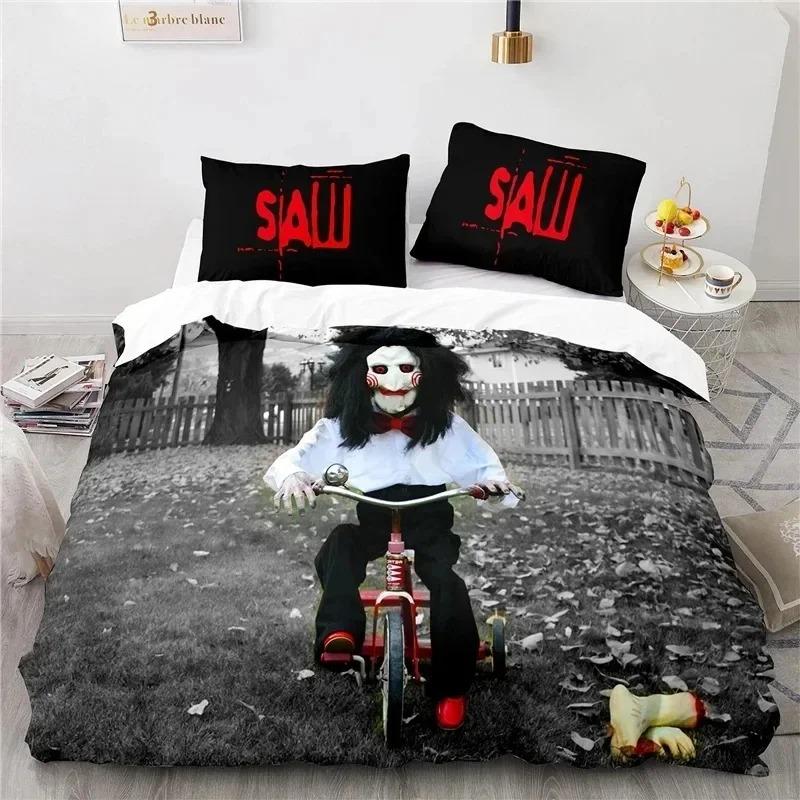 Horror Saw Movie Bedding Set Boys Girls Twin Queen Size Duvet Cover Pillowcase Bed Boys Adult Fashion Home Textileextile