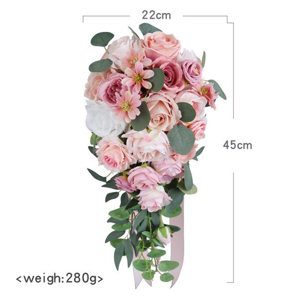 Bouquets de mariage bleus en cascade pour la mariée Bouquet de mariée cascade en soie fait à la main pour la décoration de cérémonie de mariage rustique