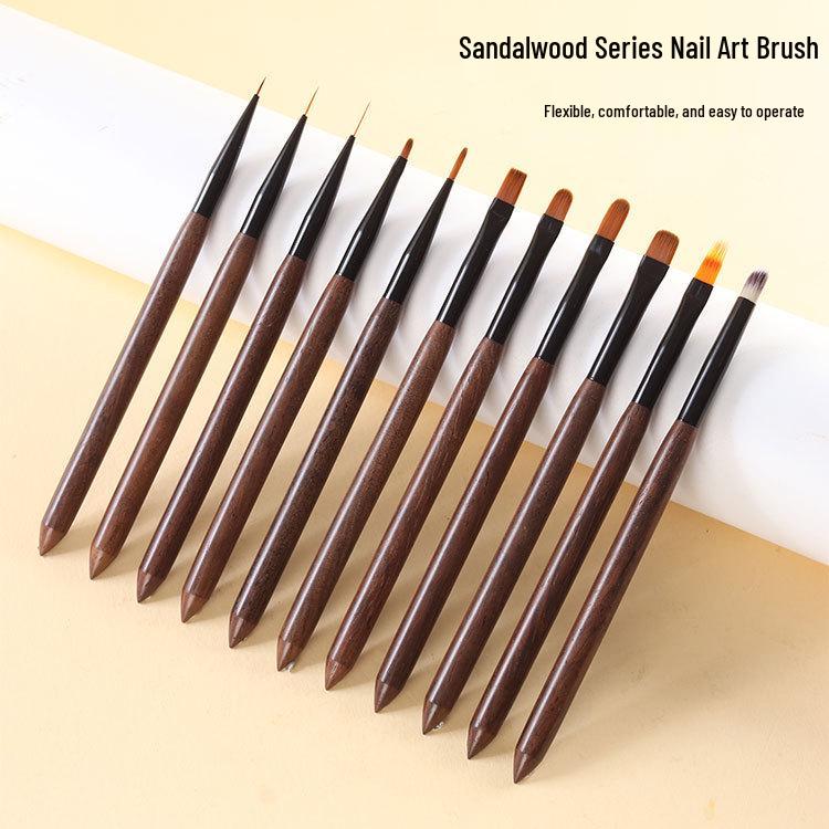 Japanese Sandalwood Nail Art Round Liner & Builder Gel Brush Set