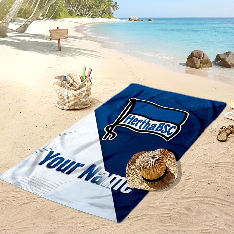 Hertha BSC Asciugamano da Spiaggia Stampato Personalizzato Logo Calcio Supporto Nome Personalizzato Testo Asciugamano Assorbente Per Sport Viaggio Regalo Speciale