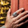 Retro Mahakala Mask Ring For Men Silver Color Punk Gothic Rock Hiphop Adjustable Open Ring Handmade Jewelry Biker Accessories