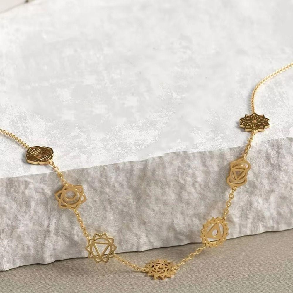 Choker Style 7 Chakra Necklace Gold Color Energy Pendant Necklace  Yoga Practice