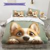 Cute Corgi Pattern Bedding Home Decoration Birthday Gift (1 * duvet cover + 2 * pillowcase, without core)