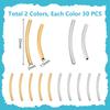60Pcs 2 Colors 304 Stainless Steel Tube Beads, Curved Tube, Golden & Stainless Steel Color, 25x2mm, Hole: 1.5mm, 30pcs/color