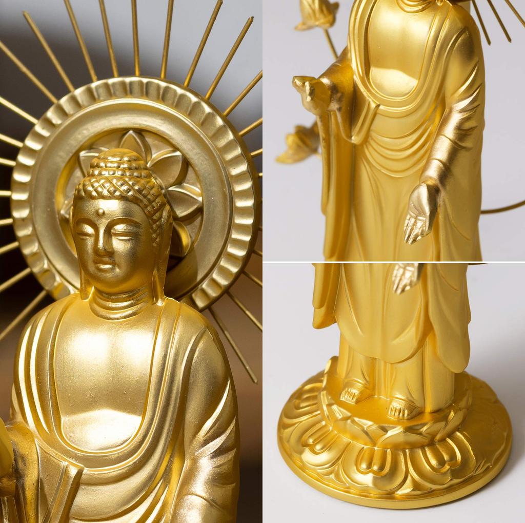 Amitabha Buddha Statue, 10.5cm (Gold plated24K Gold), by Makita Shuun, Based On the Jodo Shinshu Otani Sect (East), Takaoka Bronzeware (Amitabha