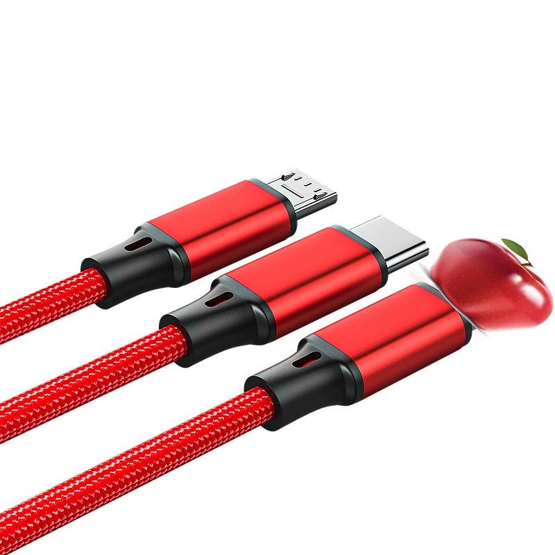 Three-in-One Flash Charging Cable: Portable USB Gift for Fast Mobile Charging