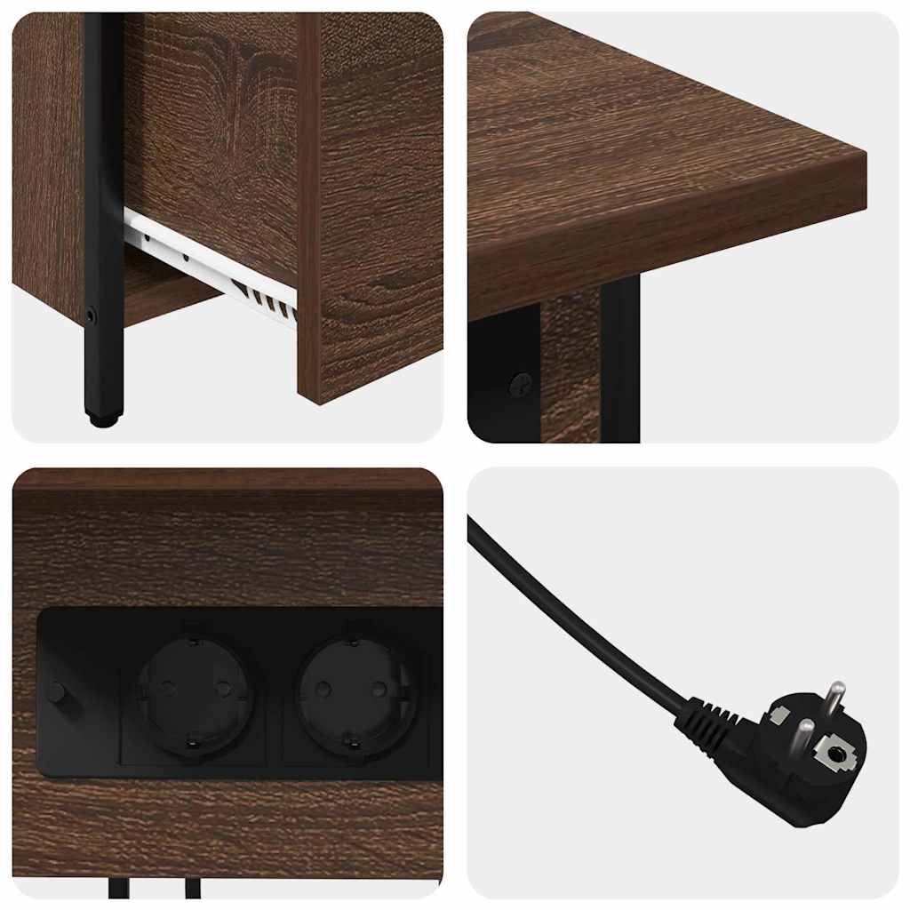 Nightstand Brown Oak Look 60 x 30 x 61 cm Engineered Wood
