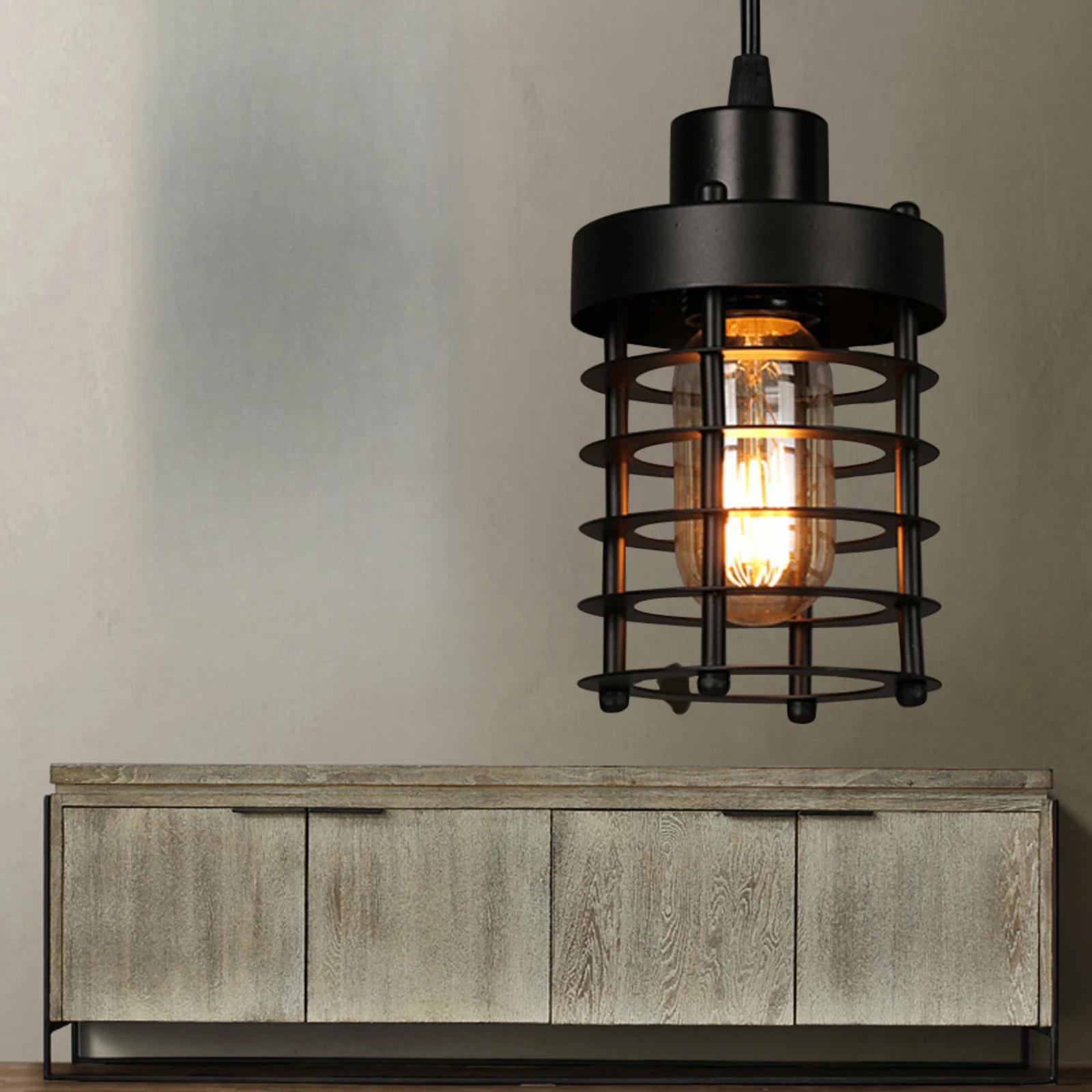 

Bymaocar Vintage Wrought Iron Pendant Light (rust or Black), E27 Rural Vintage Industrial Indoor Lighting Fixture for 3-5m² Area чорний