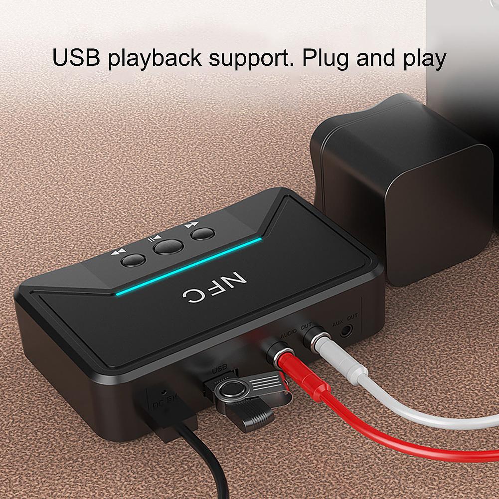 Bluetooth 5.0 Receiver Smart NFC A2DP RCA AUX 3.5mm Jack Wireless Adapter For Car Home Speaker Headphone