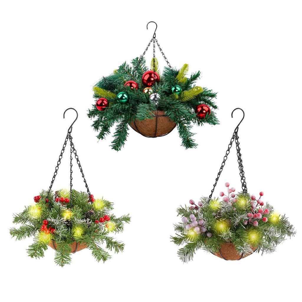 Cross-border Artificial Christmas Hanging Basket Wreath Holiday Decoration