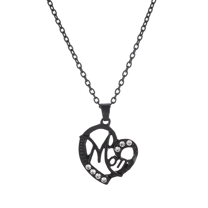 Multi-Tone Mom & Child Pendant Necklace Set, Heart & Family Silhouette Necklaces for Mother's Day