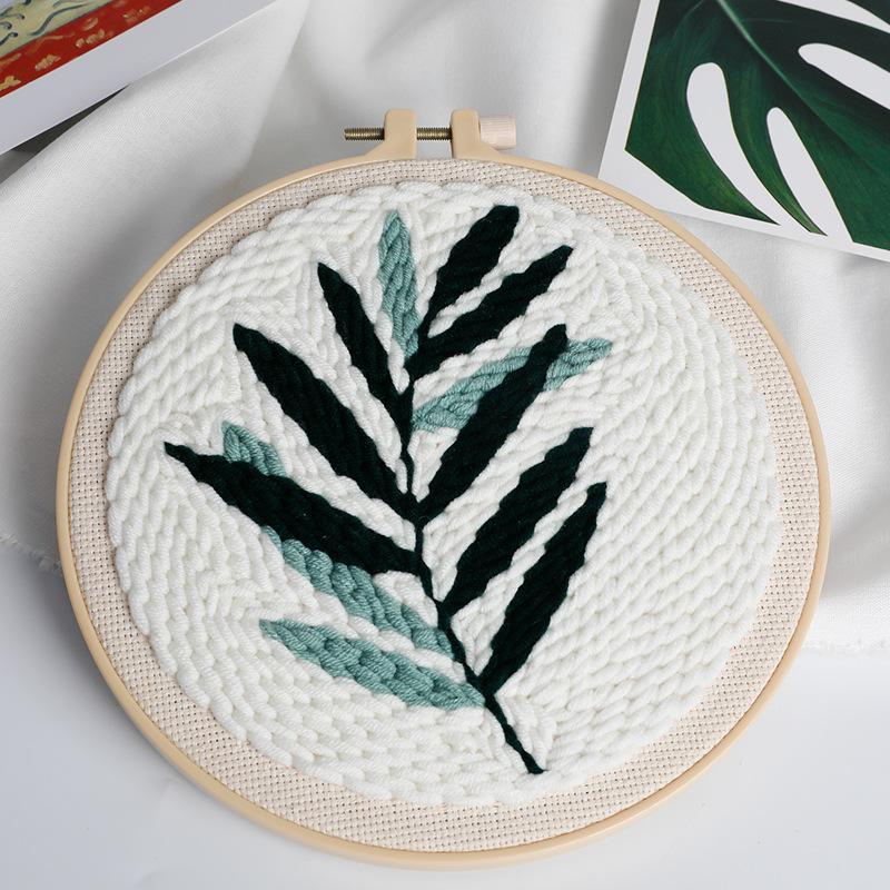 Russian DIY Punch Needle Embroidery Kit: Includes Yarn, Needle, Latch Hook, & Hoop for Knitting & Ornament Crafting