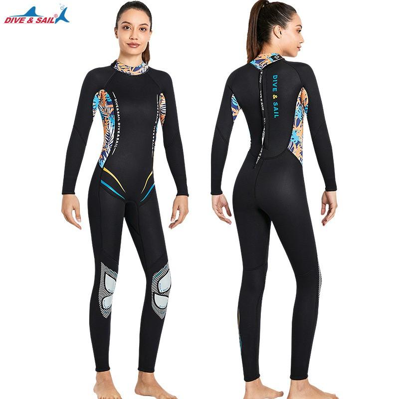 Diving Suit Women's 3MM One-piece Thick Warm Wet Long-sleeved Cold-proof Surfing Snorkeling Swimsuit
