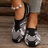 New Flyknit Mesh Breathable Low Top Single Shoes for Women, Flat Bottom Printed Knitted Fabric, Shallow Mouth Lazy Work Shoes
