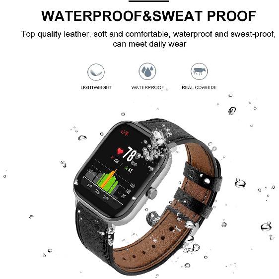 FitTurn Leather WatchBand Compatible with Amazfit Bip 6/Bip 5/Pace/Cheetah/Stratos 2 3/GTR 4/GTR 3/GTR 3 Pro/GTR 2/GTR 2e/GTR 47mm Smart Watch for