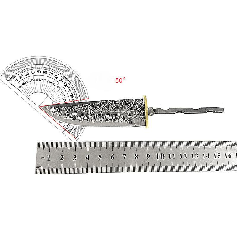 Grote Damascus Staal Huishoudelijk Vast Mes Blanks DIY Halfafgewerkte Blanks Utility Mes met Koperen Plaat