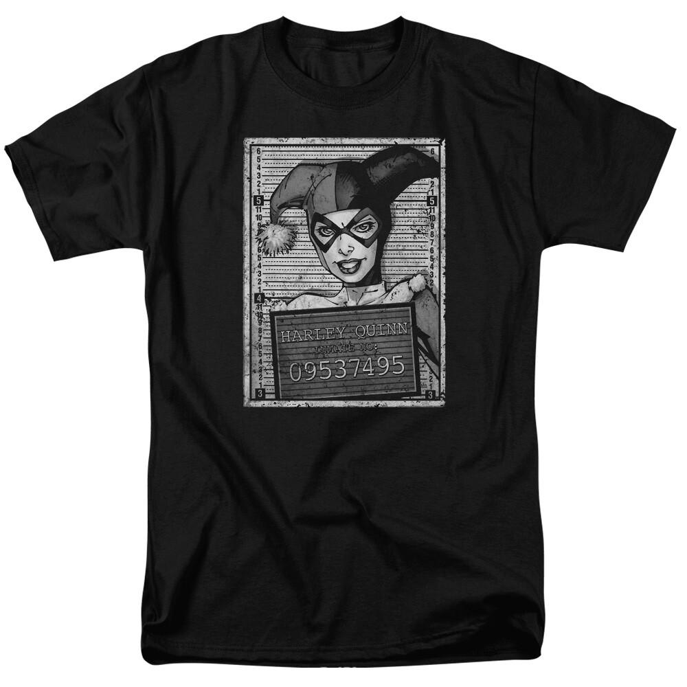 Harley Quinn Inmate Mug Shot T Shirt Licensed Comic Book Tee Black S