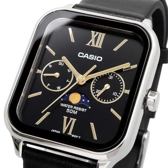 CASIO Standard Moon Phase Analog Mens Watch MTP-M305L-1A2V Black Leather Band Overseas Model