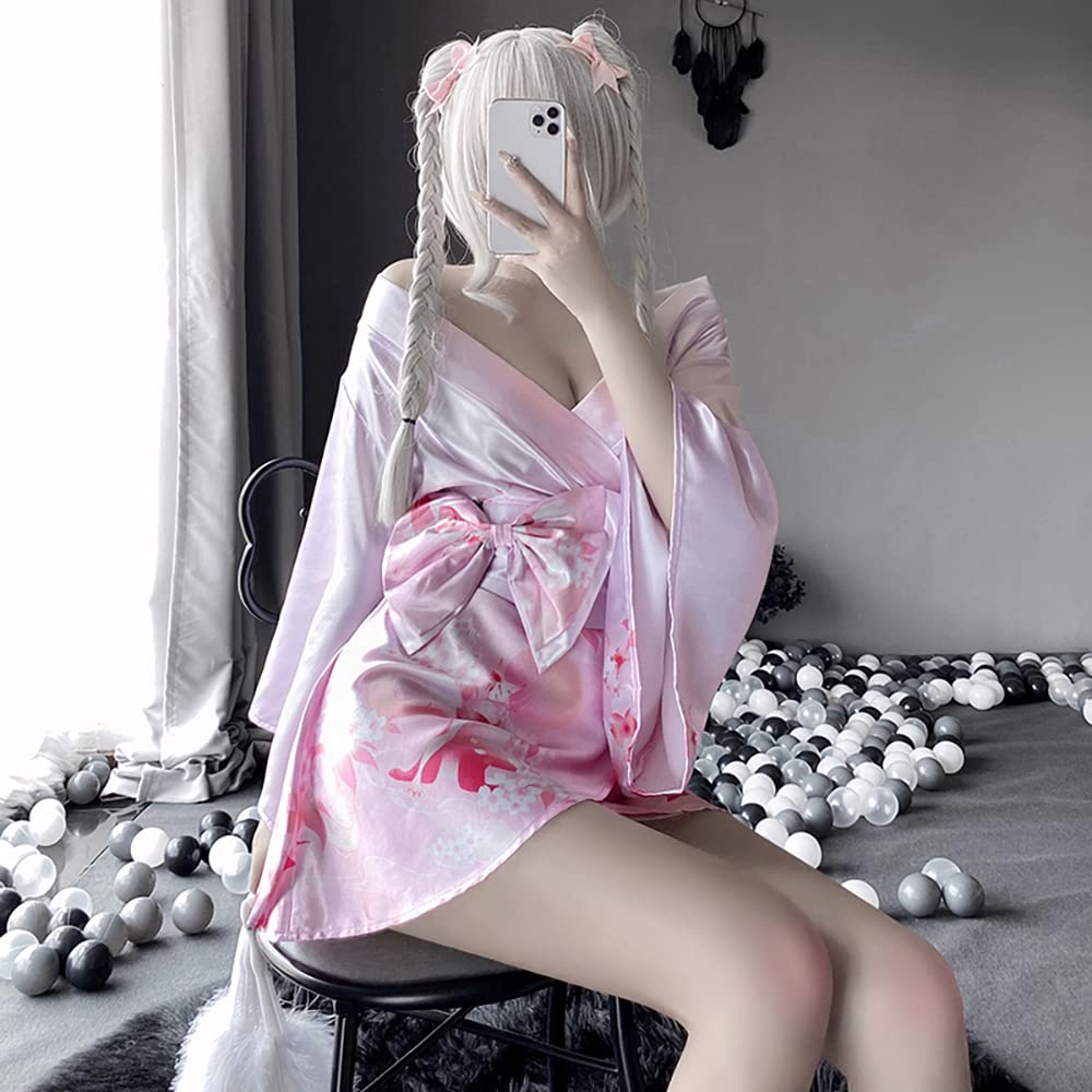 SHLYMP Yukata Sexy Cosplay Erotic Extremely Naughty Japanese Kimono Lingerie Underwear Babydoll Costume Cute Cute One Piece Open Front Yamato