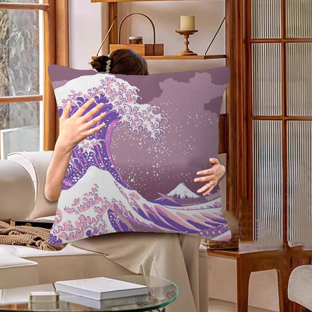 Japanese Wave Pillowcases Home Bedding Decorative Pillow Cover Wedding Super Soft Pillow Case