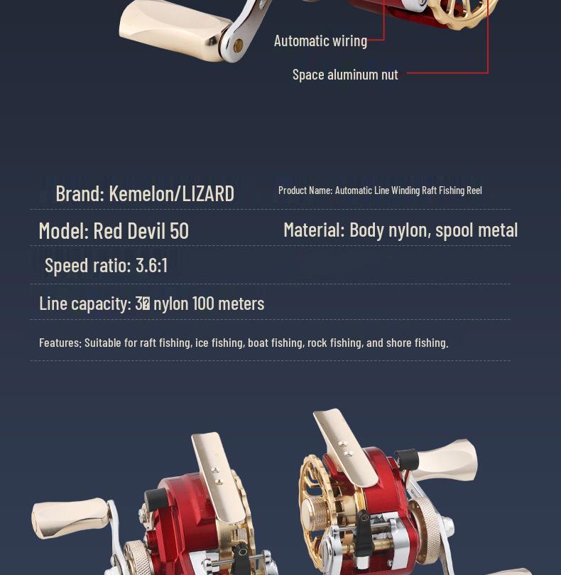Kemeilong Red Devil 50: Ice & Raft Fishing Reel with Front Drag & Micro Jigging Capability