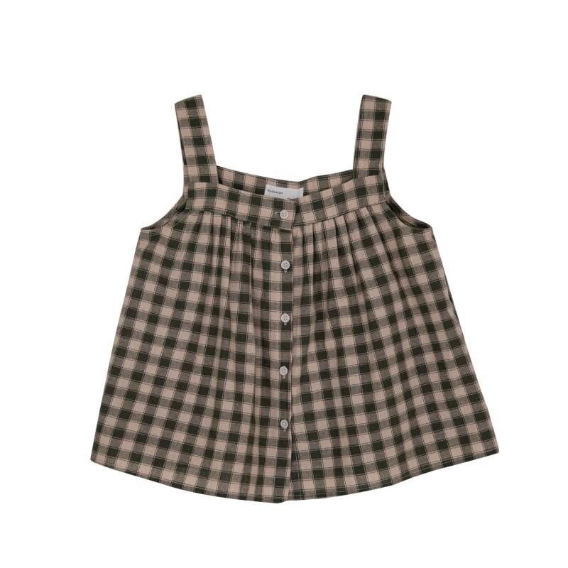 Japanese Style Fresh & Sweet Cotton Linen Plaid Camisole Vest for Women - Summer Loose Fit Top