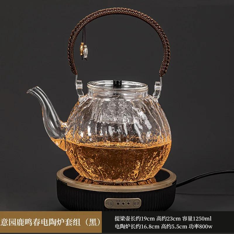 Glass Handle Pot for Steaming and Boiling Tea Household High Temperature Resistant Open Flame Boiling Teapot Radiant-cooker
