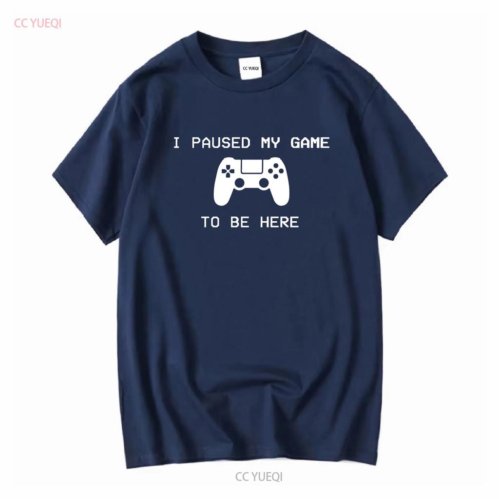 I Paused My Game To Be Here Play 5 Funny PS5 Station Gamer T Shirt Vintage Washed Versatile Stretched Unisex Homme Fashion
