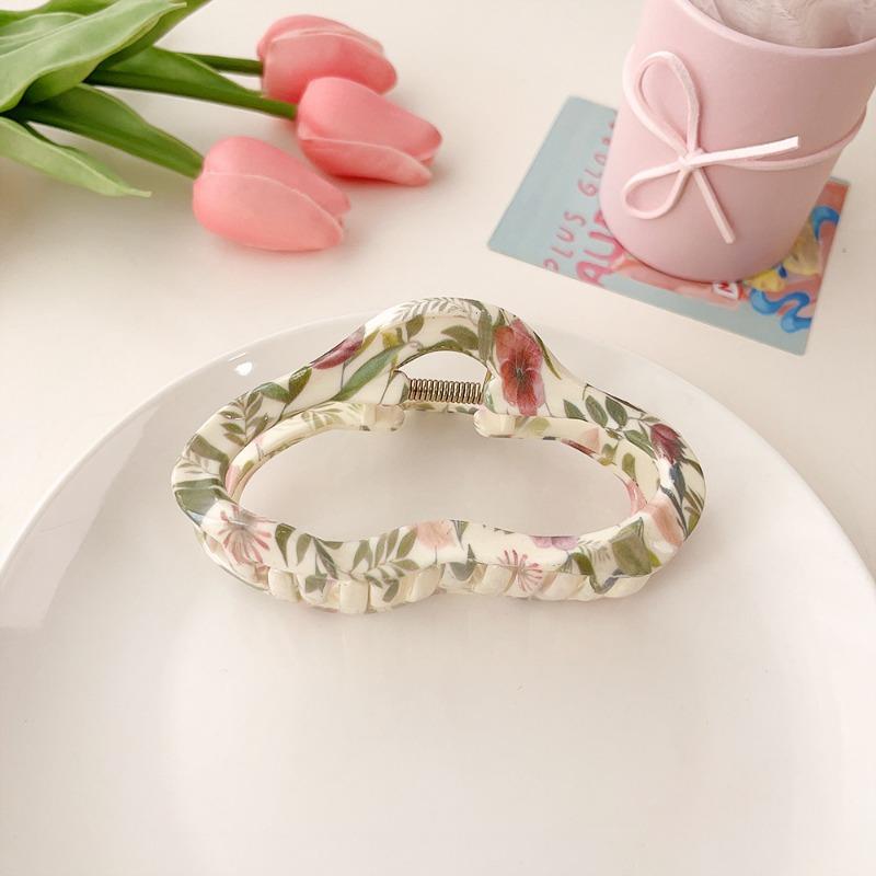 Printed Grab Clip Sweet Updo Shark Clip High-end Girl's Hair Clip and Hair Accessory