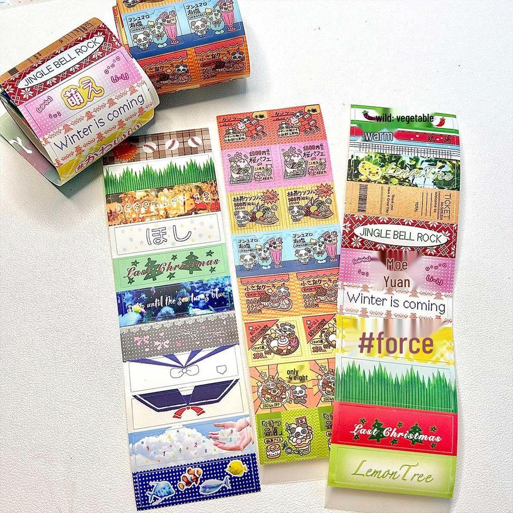 Retro 'Olden Days Story' Four-Leaf Clover Label Stickers for Journals and Collages