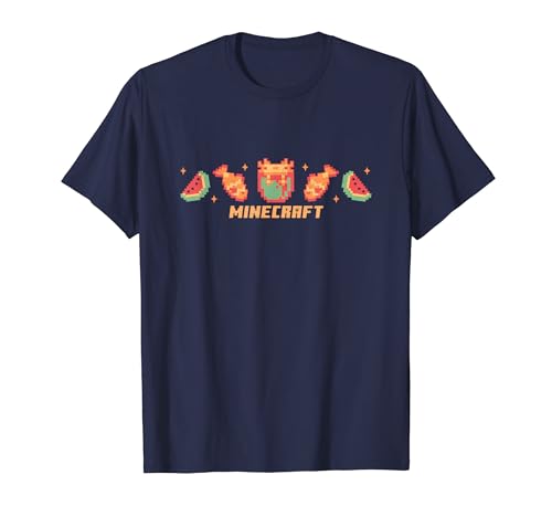 Minecraft Pixelated Axolotl Fish & Watermelon Retro Logo T-Shirt