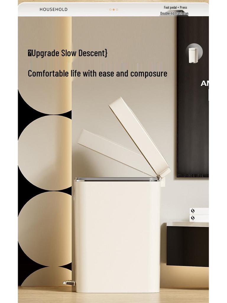 Silent Slow-Closing Trash Can with Foot Pedal Lid for Kitchen & Bathroom