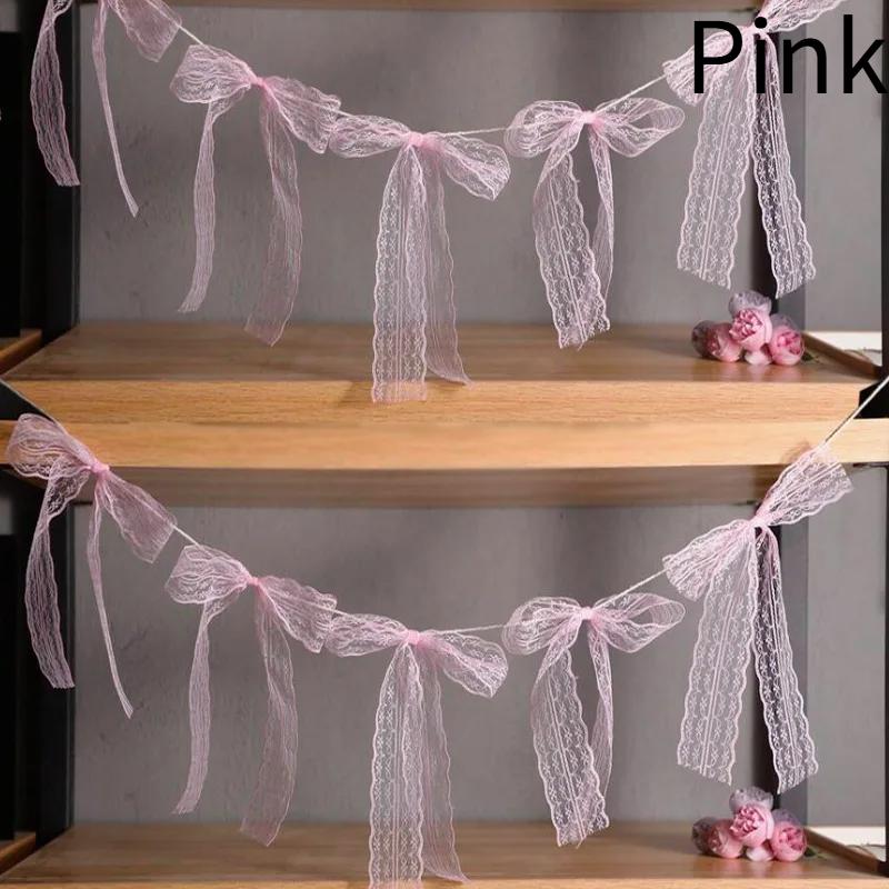 12/24PCS Bowknot Banner Hanging Pendant Garlands Princess Birthday Party Decor Baby Shower Wedding Party Photo Background Decor