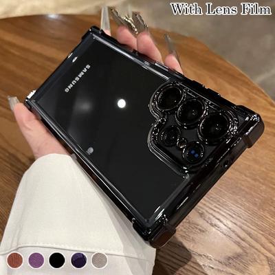 Airbag Schokbestendige Case Lens Film voor Samsung S21 S22 S23 S24 S25 Ultra Plus FE A16 A14 A34 A54 A15 A55 iPhone 16 15 14 13 12 11 Pro Max Plus XS MAX XR