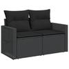 Vidaxl Garden Sofa With Cushions, 2-Seater, Black, Poly Rattan
