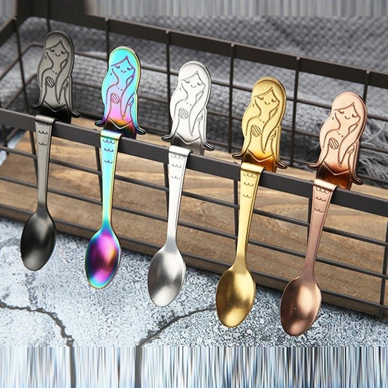Beautiful Mermaid Stainless Steel Coffee Drink Spoon Creative Kitchen Gadget Tableware Sup