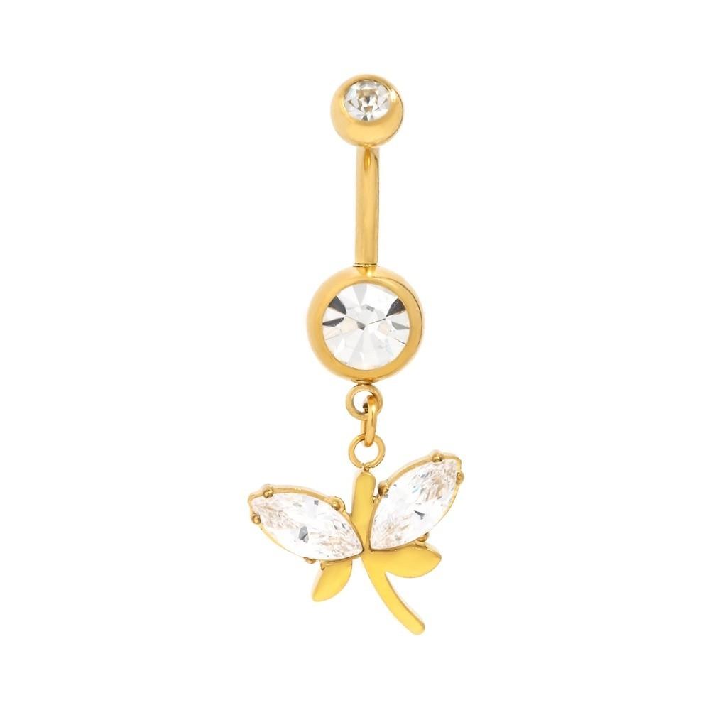 Alloy Rhinestone Piercing Belly Dual Color Shiny Leaf Navel Jewelry Exquisite Dangled Design Flower Rhinestone Belly Ring Beach