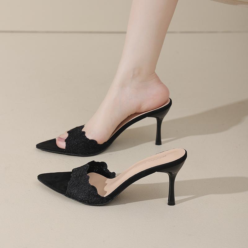 Moda Nuevo Mujer Tacones Altos Sandalias Puntiagudas Punta Abierta Sandalias Cómodas Fiesta Zapatos de Diseño Talla Grande Mujer Verano Sandalias De Mujer